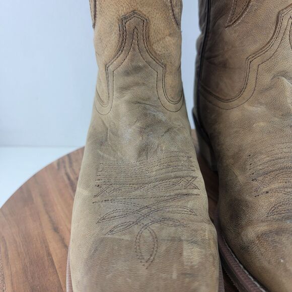 Laredo Mens Size 10 Nico Taupe Brown Square Toe Western Work Boots 68398 - Picture 3 of 10